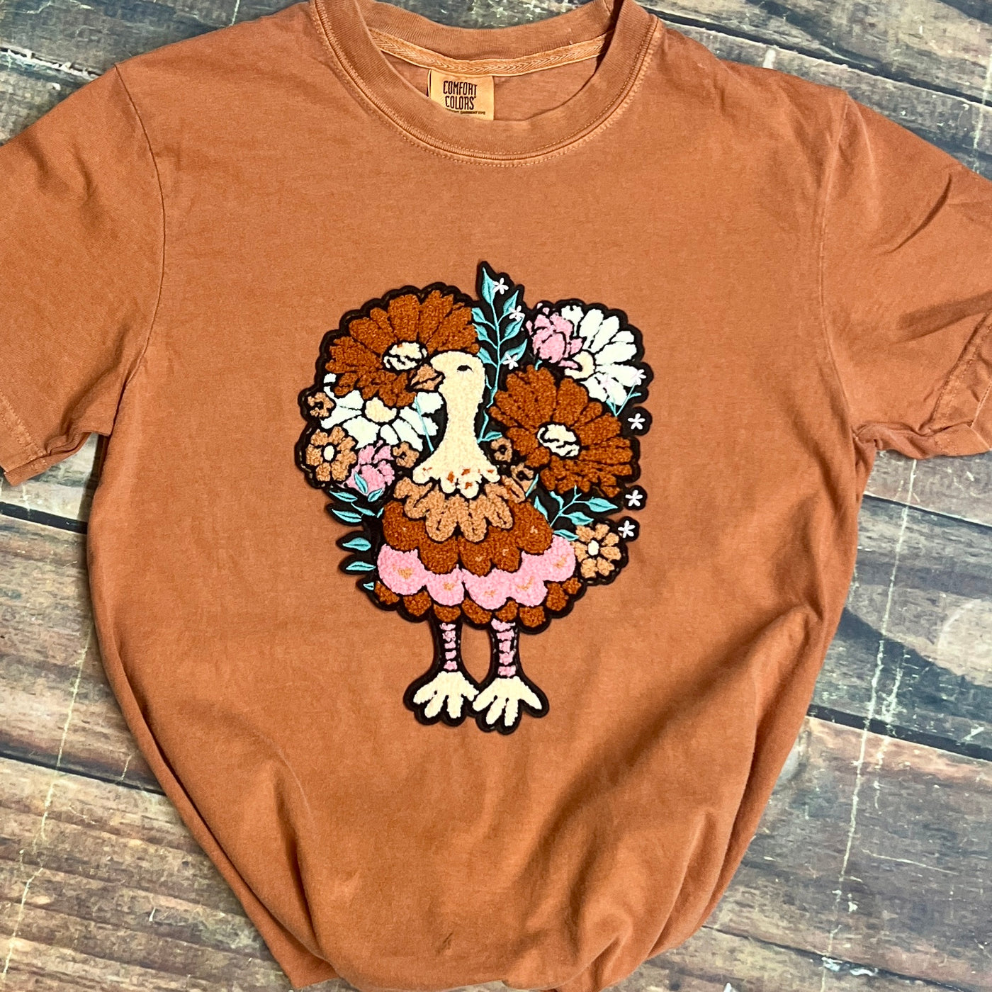 Floral Chenille Turkey Patch Tee