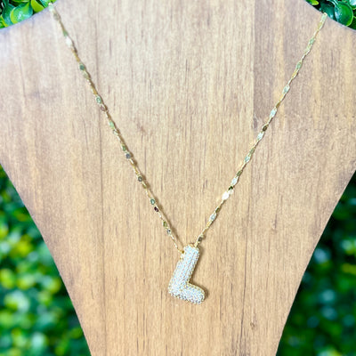 Gold Sparkle Initial Necklaces with Sparkle Chain