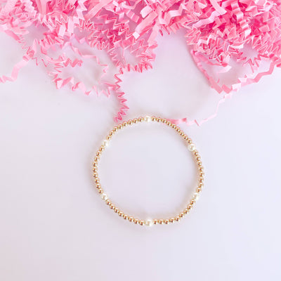 Madi Beaded Bracelet in Gold: Extended 7.25 inch