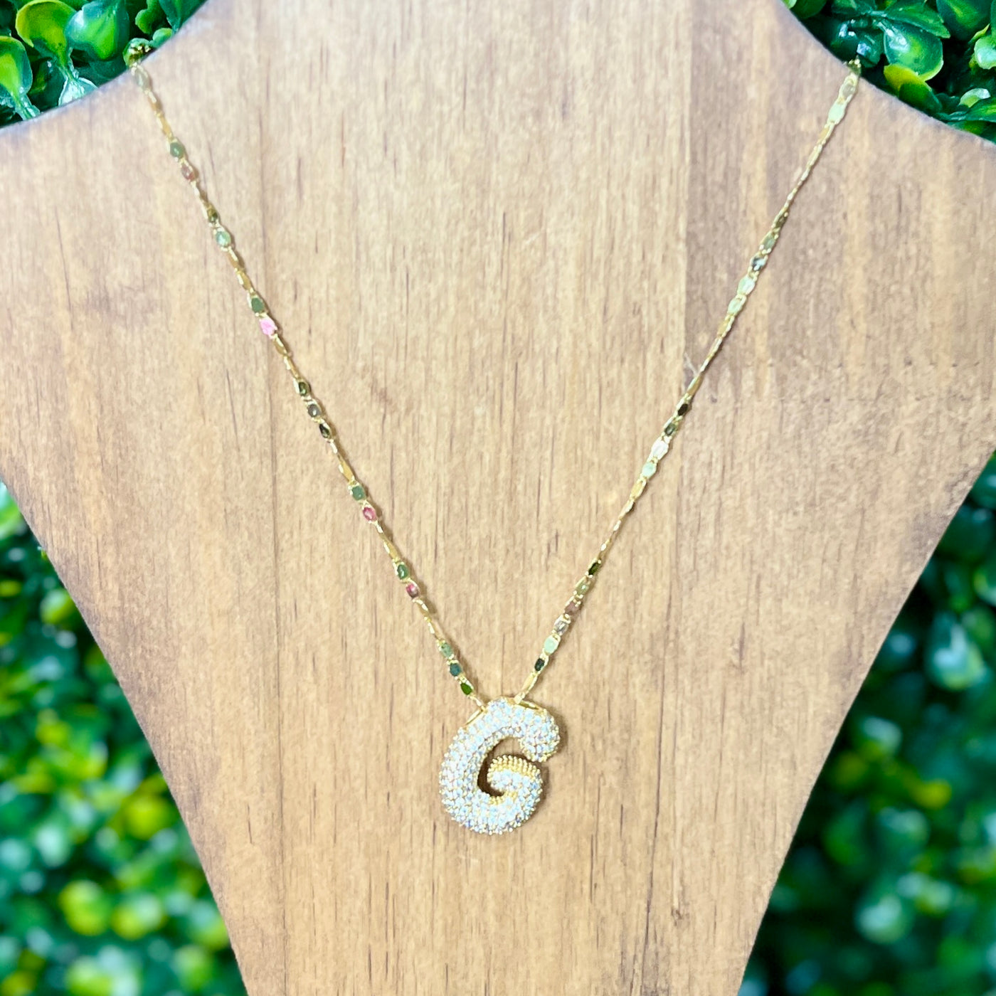 Gold Sparkle Initial Necklaces with Sparkle Chain