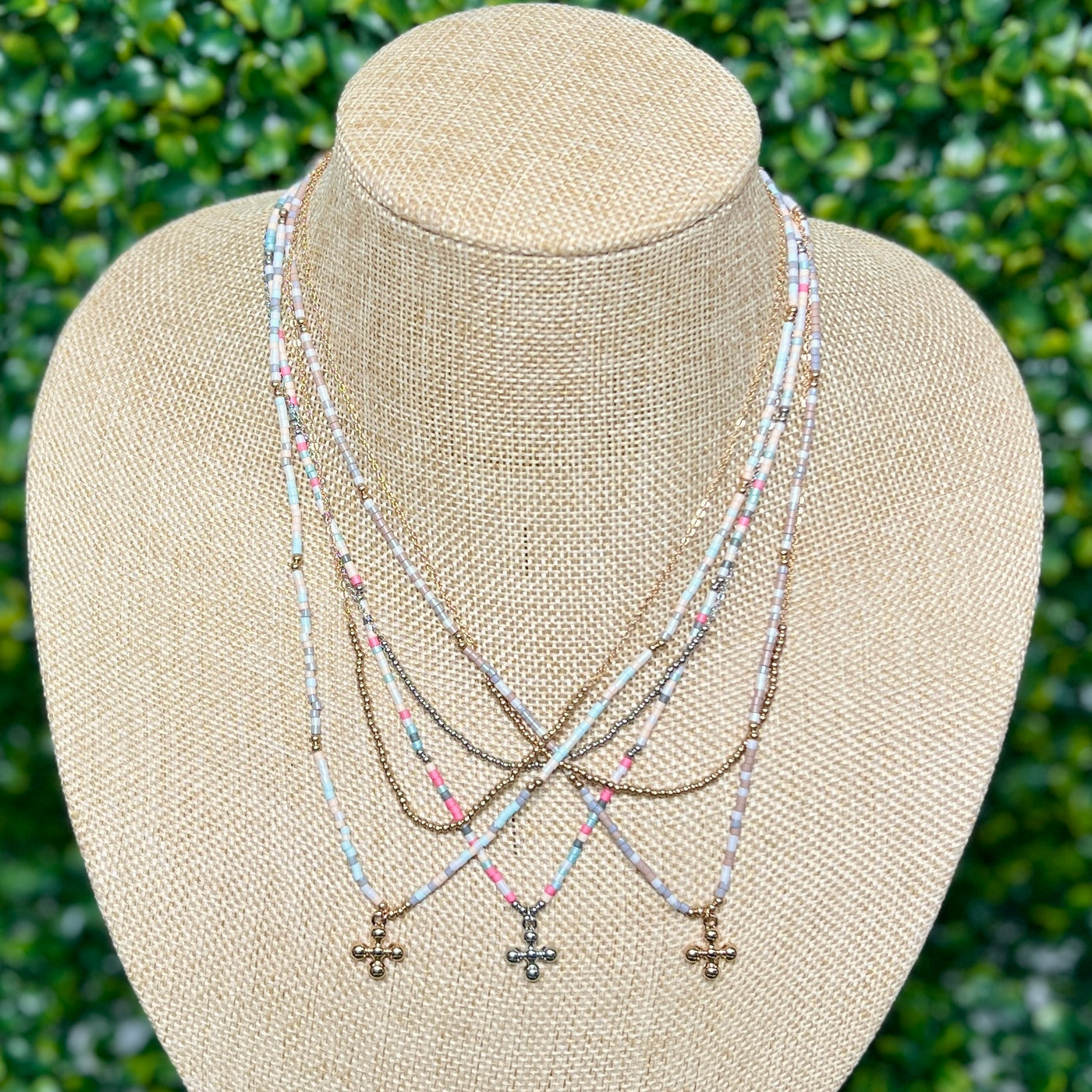 Dainty 2 strand necklace with cross