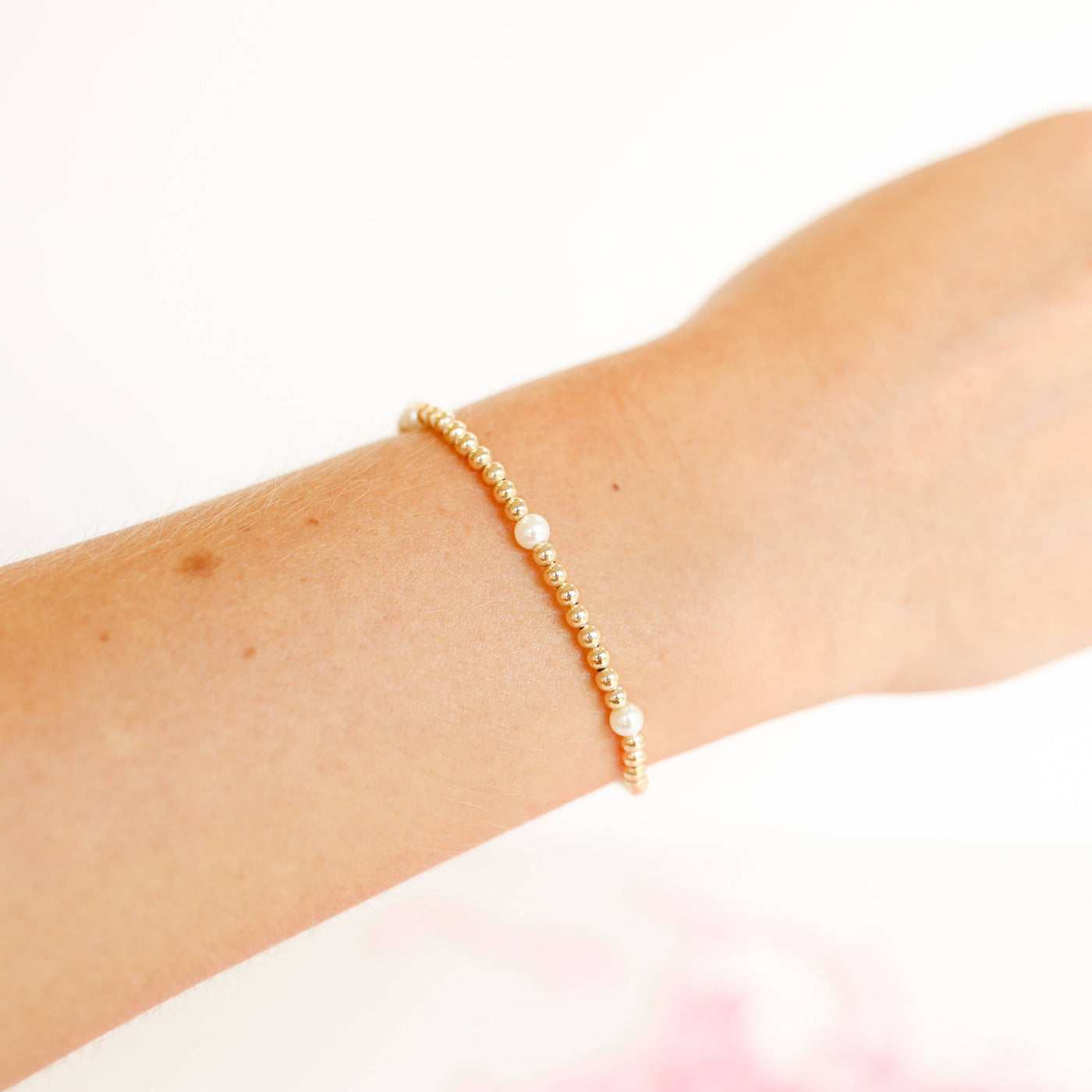 Madi Beaded Bracelet in Gold: Extended 7.25 inch