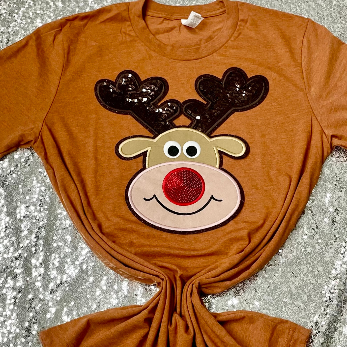 Sequin Reindeer Patch Tee