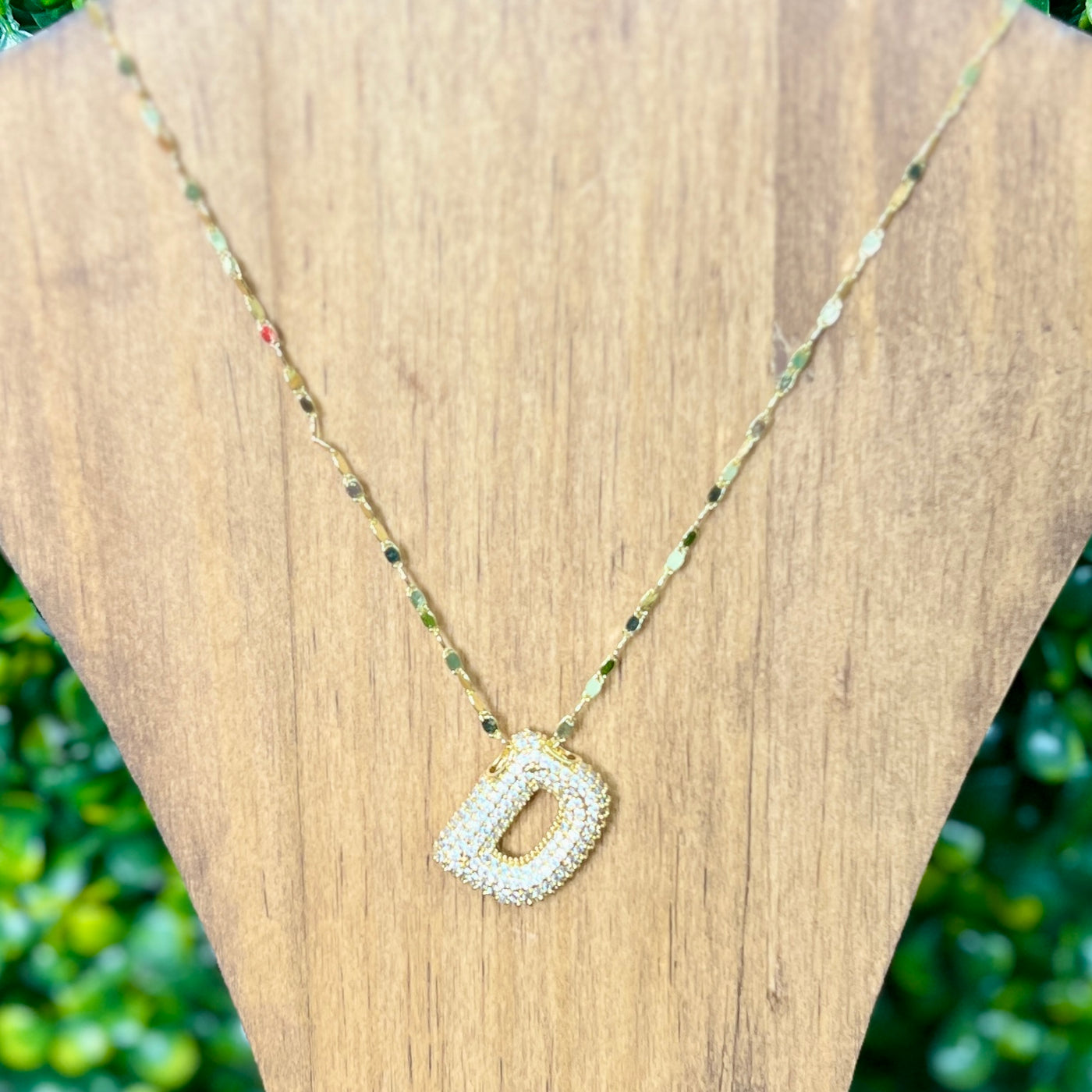 Gold Sparkle Initial Necklaces with Sparkle Chain