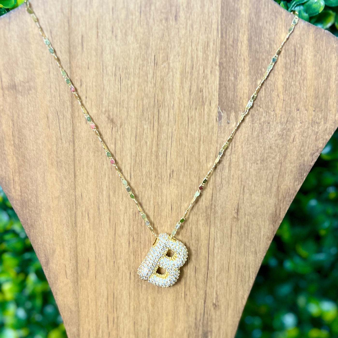 Gold Sparkle Initial Necklaces with Sparkle Chain