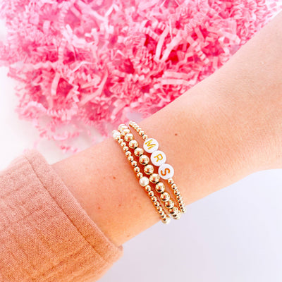 Madi Beaded Bracelet in Gold: Extended 7.25 inch