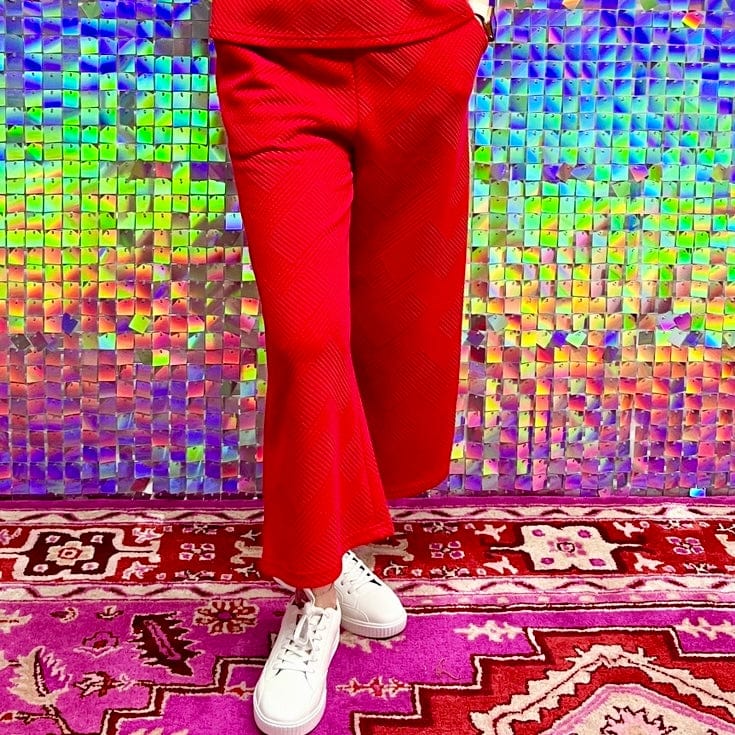 Comfy Textured Crop Pants - Red Shabby Chic Boutique and Tanning Salon