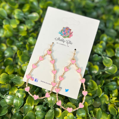 Dangle Heart Earrings Shabby Chic Boutique and Tanning Salon Pink