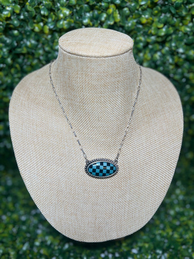 Fun Necklaces Shabby Chic Boutique and Tanning Salon Blue and Black Checkered