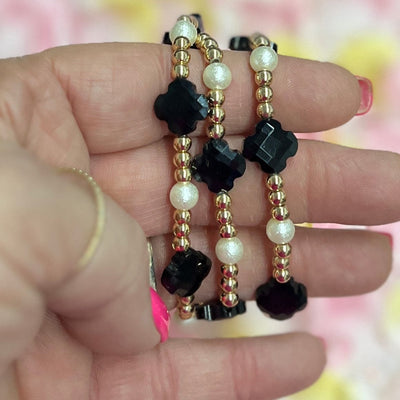 Gold Beaded Bracelets Shabby Chic Boutique and Tanning Salon Black