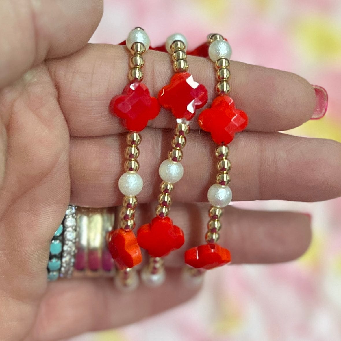 Gold Beaded Bracelets Shabby Chic Boutique and Tanning Salon Red