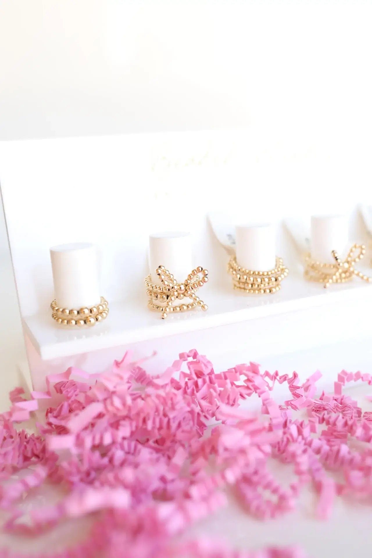 Gold Bow Rings: 5/6 Beaded Blondes