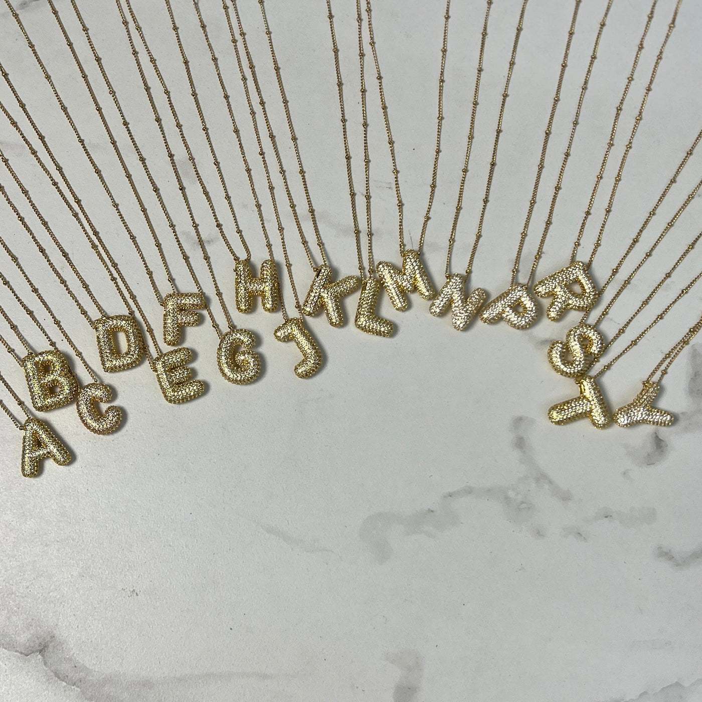 Gold Initial Necklaces with Rhinestones Shabby Chic Boutique and Tanning Salon