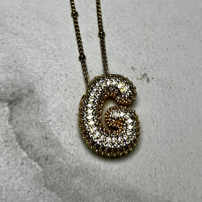 Gold Initial Necklaces with Rhinestones Shabby Chic Boutique and Tanning Salon G