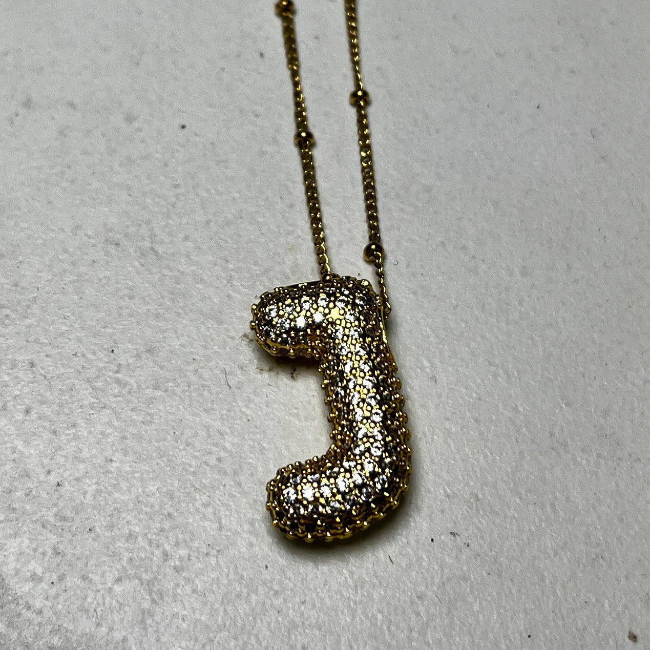 Gold Initial Necklaces with Rhinestones Shabby Chic Boutique and Tanning Salon J