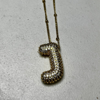 Gold Initial Necklaces with Rhinestones Shabby Chic Boutique and Tanning Salon J