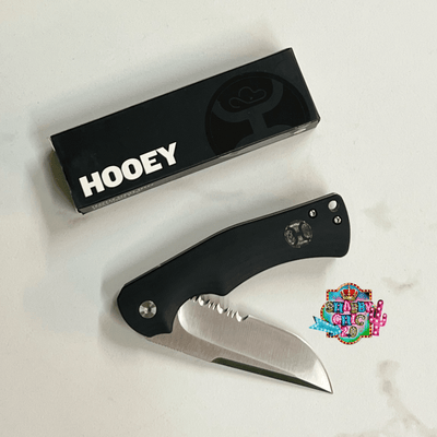 HOOEY  SERRATED BLADE "BLACK MICARTA DROP POINT FLIPPER" HOOEY KNIFE Shabby Chic Boutique and Tanning Salon