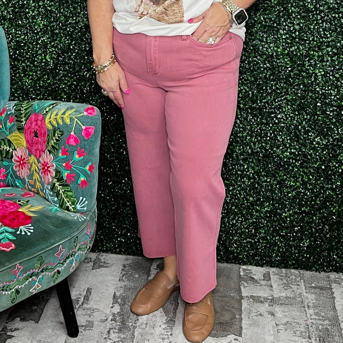 Judy Blue High Waist Raw Hem Crop Jean - Rose Shabby Chic Boutique and Tanning Salon