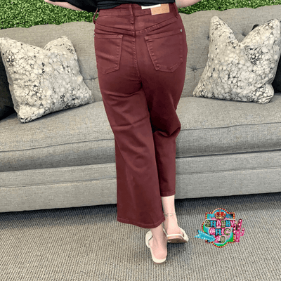 Judy Control Tummy Control High Waist Crop Jean - Oxblood Shabby Chic Boutique and Tanning Salon