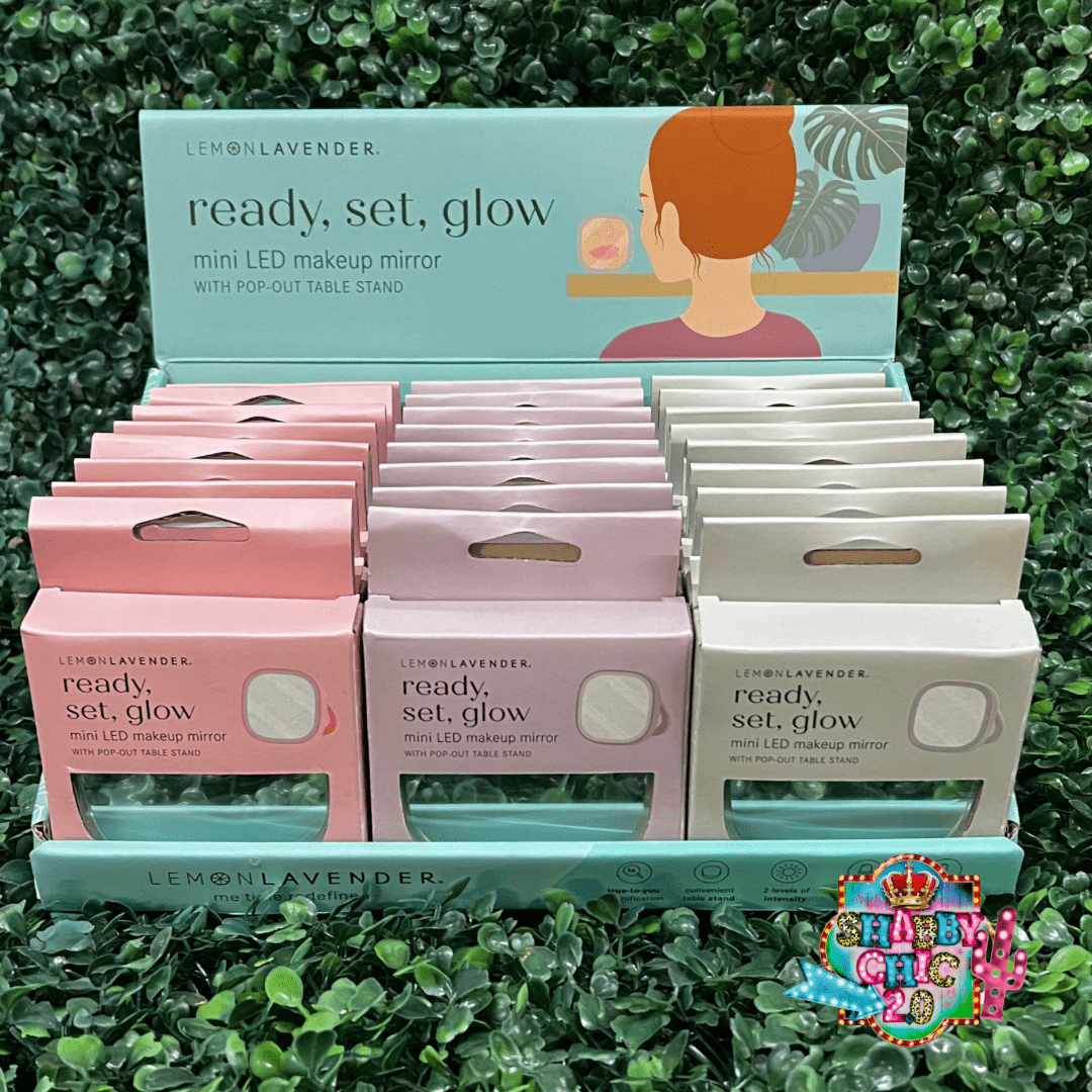 Lemon Lavender Ready, Set, Glow Mini LED Mirror Shabby Chic Boutique and Tanning Salon