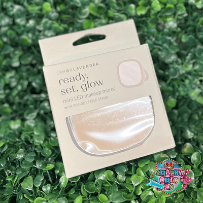 Lemon Lavender Ready, Set, Glow Mini LED Mirror Shabby Chic Boutique and Tanning Salon Mint