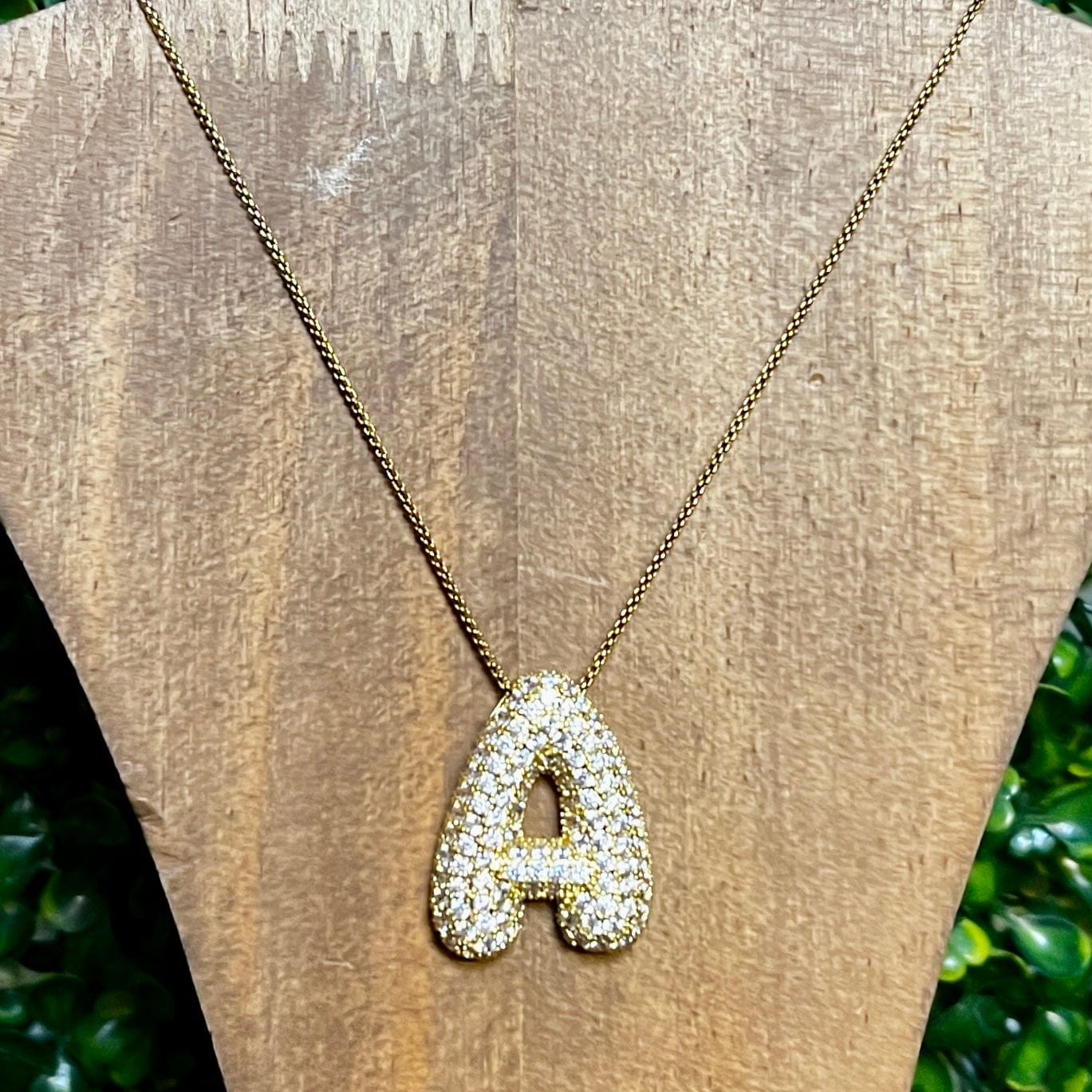 Luxe Gold Initial Necklaces with Rhinestones Shabby Chic Boutique and Tanning Salon A