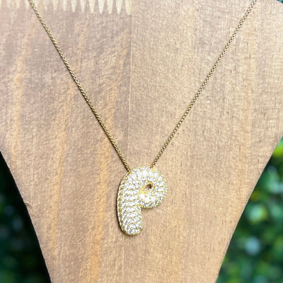 Luxe Gold Initial Necklaces with Rhinestones Shabby Chic Boutique and Tanning Salon P