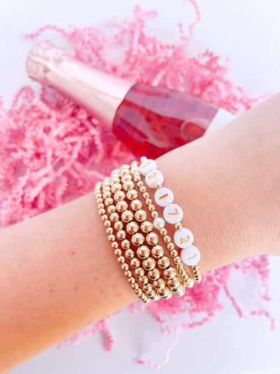 Madi Beaded Bracelet in Gold: Extended 7.25 inch Beaded Blondes