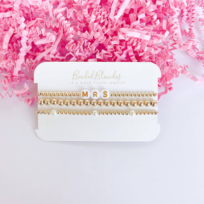 Madi Beaded Bracelet in Gold: Extended 7.25 inch Beaded Blondes