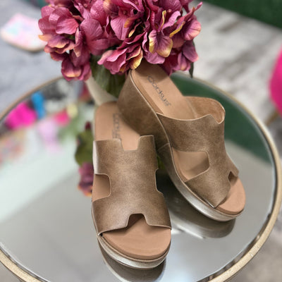 Pucker Up Wedges- Taupe Shabby Chic Boutique and Tanning Salon