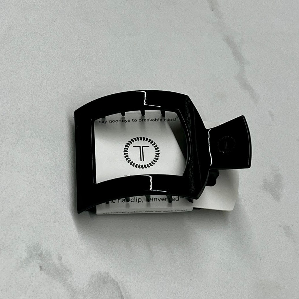 Teleties Flat Square Hair Clips Shabby Chic Boutique and Tanning Salon Jet Black Medium Flat Square Clip