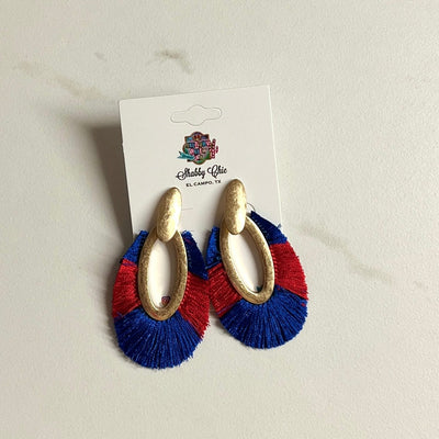 The Perfect Game Day Earrings Shabby Chic Boutique and Tanning Salon Red/Royal