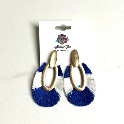 The Perfect Game Day Earrings Shabby Chic Boutique and Tanning Salon Royal/White