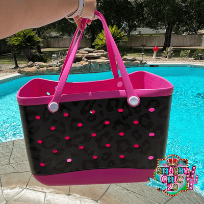 Black Leopard and Pink Big Tote Shabby Chic Boutique and Tanning Salon