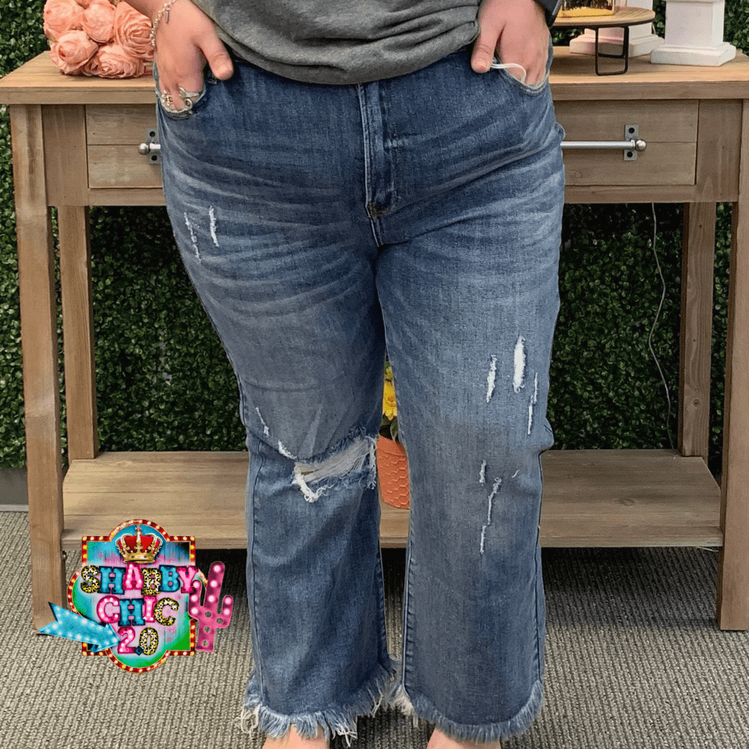 Crop Flared Jeans - Plus Size Shabby Chic Boutique and Tanning Salon