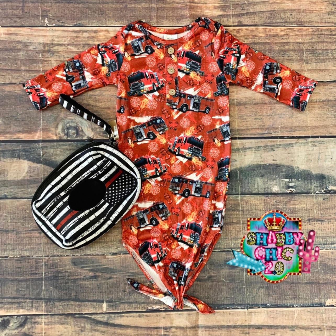 Fireman Onesie Gown Shabby Chic Boutique and Tanning Salon