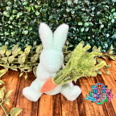 Flocked Easter Bunnies with Carrot Shabby Chic Boutique and Tanning Salon Blue