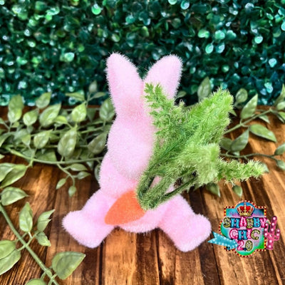 Flocked Easter Bunnies with Carrot Shabby Chic Boutique and Tanning Salon Blush