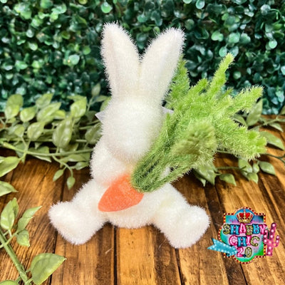 Flocked Easter Bunnies with Carrot Shabby Chic Boutique and Tanning Salon Cream