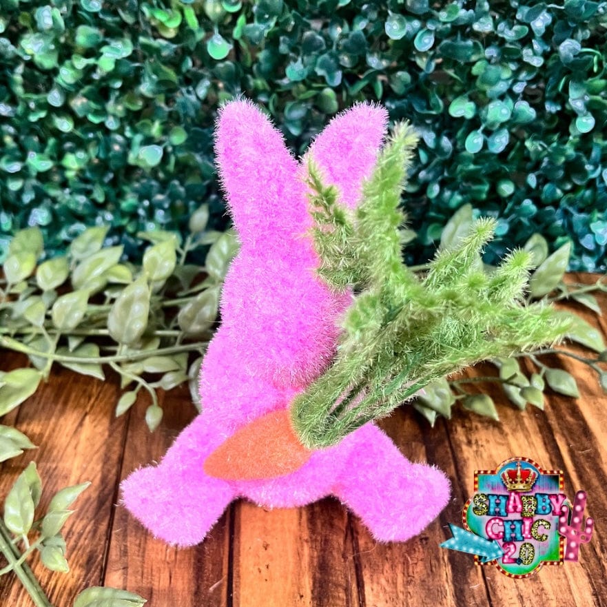 Flocked Easter Bunnies with Carrot Shabby Chic Boutique and Tanning Salon Hot Pink