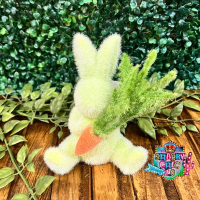 Flocked Easter Bunnies with Carrot Shabby Chic Boutique and Tanning Salon Lime