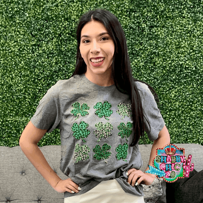 Multi Leopard Shamrock Tee Shabby Chic Boutique and Tanning Salon