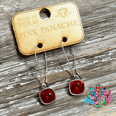 Pink Panache Red Stone Earrings Shabby Chic Boutique and Tanning Salon