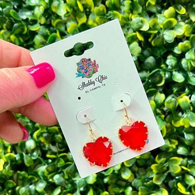 Red Hearts Dangle Earrings Shabby Chic Boutique and Tanning Salon