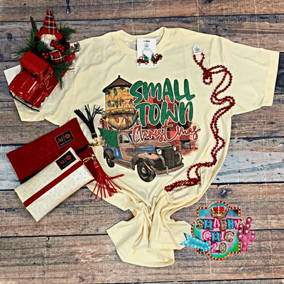 Small Town Christmas Tee Shabby Chic Boutique and Tanning Salon