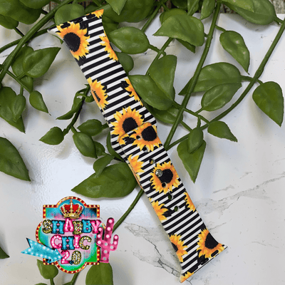 Sunflower and Stripes Print Watchbands Shabby Chic Boutique and Tanning Salon