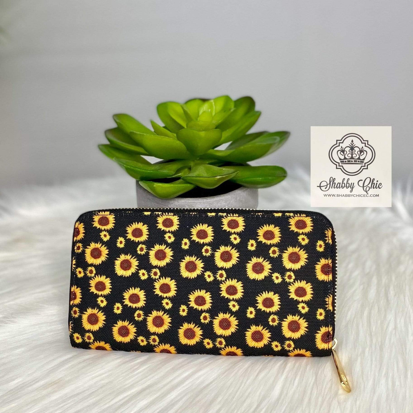 Sunflower Zip Wallet Shabby Chic Boutique and Tanning Salon