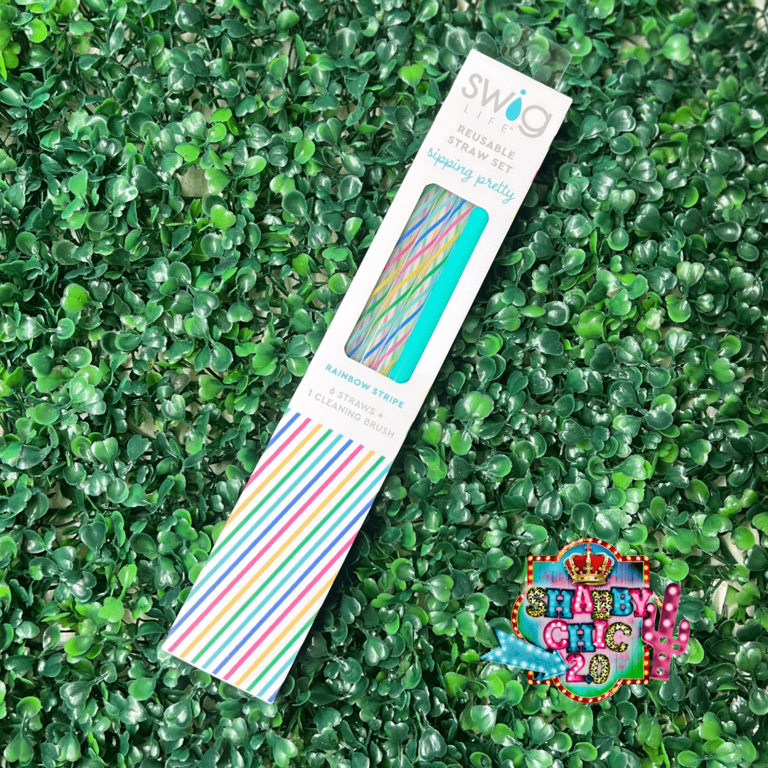 Swig Life Reusable Straws Rainbow Glitter Straw Set & Cleaning