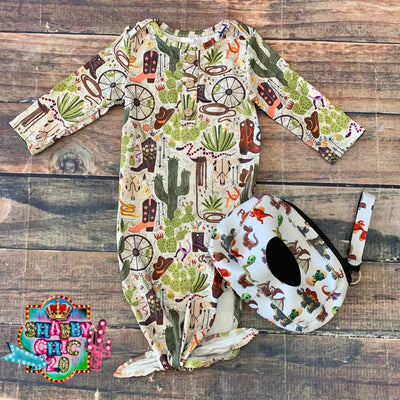 Western Cactus Onesie Gown Shabby Chic Boutique and Tanning Salon